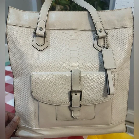 Limited Edition Coach Charlie Embossed Python Leather Tote 28723 - Picture 1 of 14